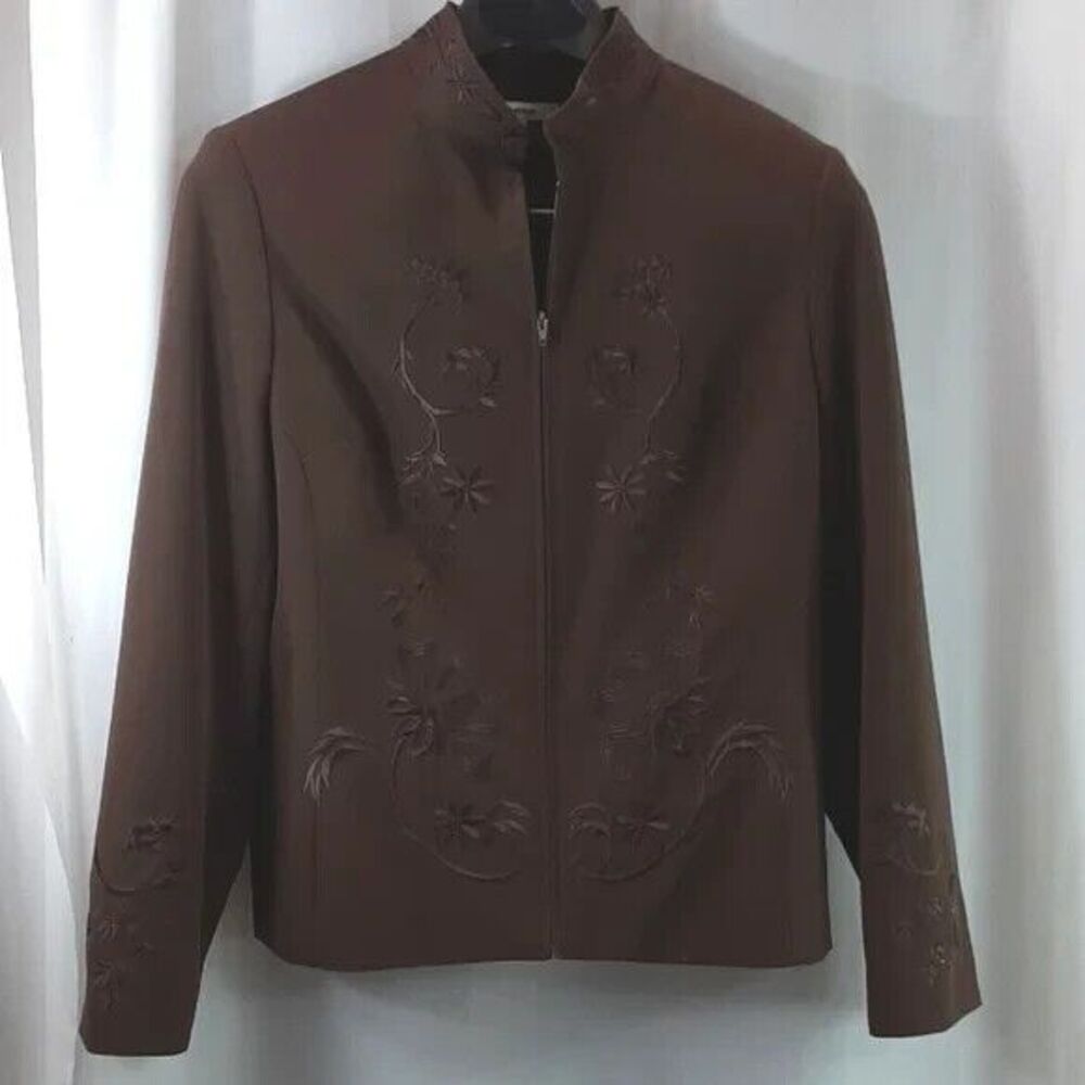 Nygard Collection size 12 brown blazer embroidered *